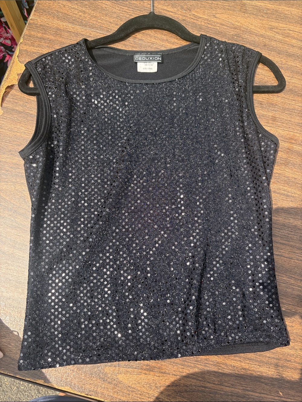 Black Sequin Sleeveless Tank
